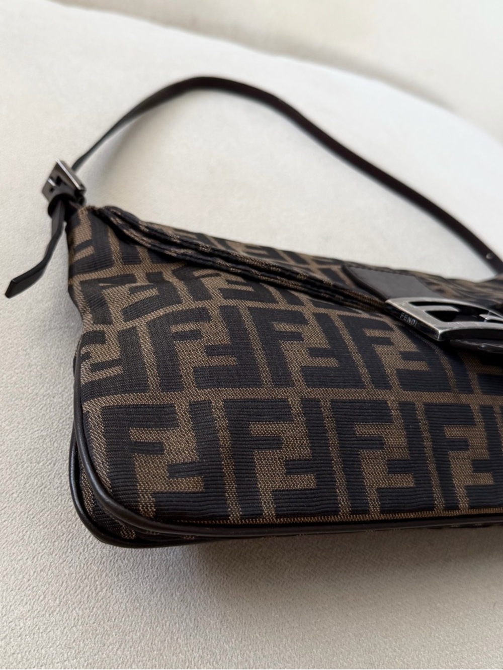 Fendi Brown Zucca Canvas Double Flap Shoulder Bag - Picture 5 of 9